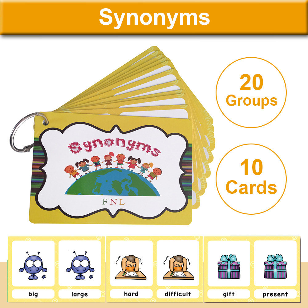 Synonyms English Grammar Learning Cards Vocabulary Building For Kids 3