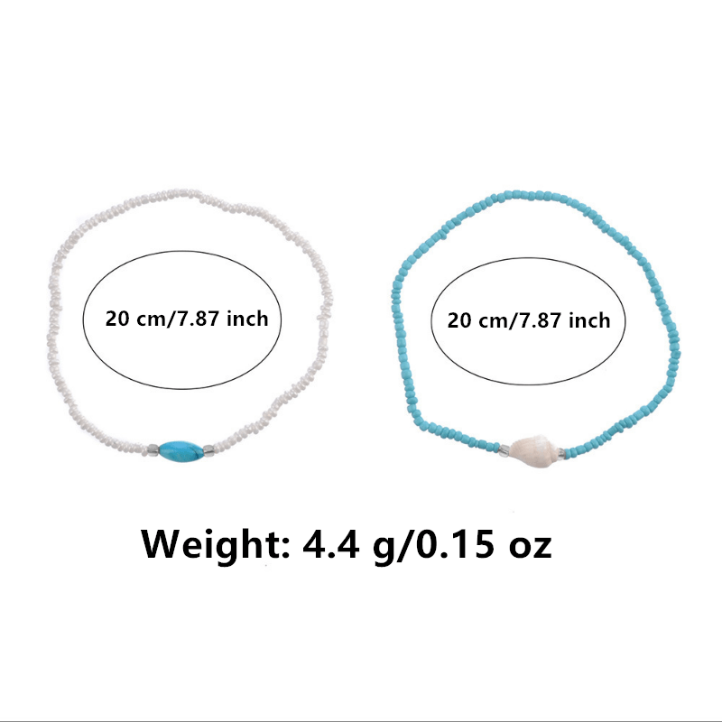 Men's Vintage Beach Style Rice Pearl Anklet, Two Piece