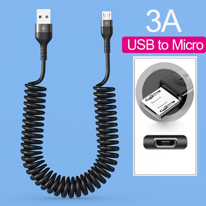5a Usb Type C Data Cable - 3a Micro Usb Spring Pull Telescopic Fast Charging Cable Android Phone & Accessories - Car Usb Cable - Temu