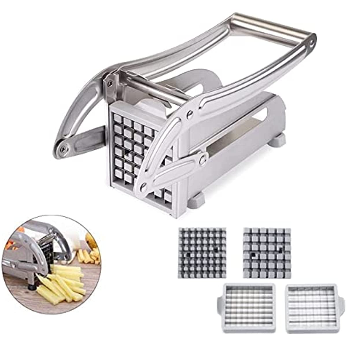 French Fries Machine Commercial Quality French Fry Cutter Potato Chipper,  French Fry Cutter, Potato Chopper Cutter Super Stainless Steel Sharp Blades