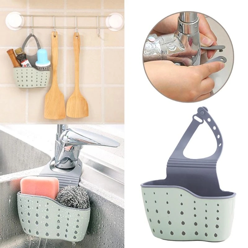 Simple Drain Rack Bathroom Sink Adjustable Basket Kitchen Silicone