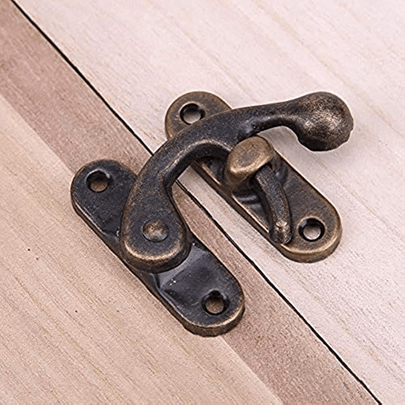 Door Hinges Small Mini Hinges,Jewelry Box Hinge,Jewelry Box Latch, Retro  Style Locking Buckle Hinge Set of 2 Cabinet Hinge for Storage Box Door  Hinges : : Tools & Home Improvement