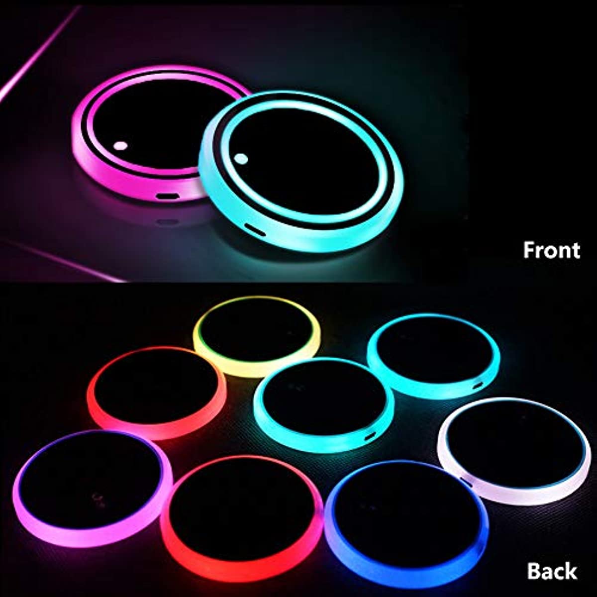 Car Cup Holder Lights Led 7 Colors Changing Usb Charging Mat - Temu