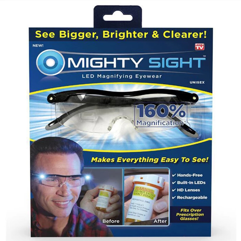 New Magnifying Reading Glasses with Light Power Zoom Reader Clear Glasses  Unisex Ultralight Night Vision Eyeglass