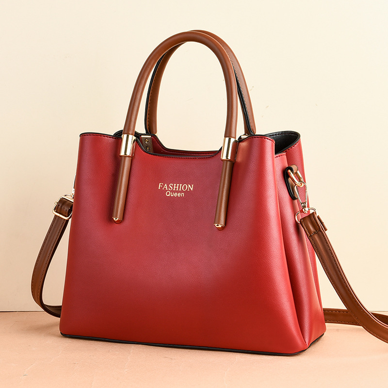 Red Adjustable Wide Strap Bucket Handbags Over The Shoulder Bags