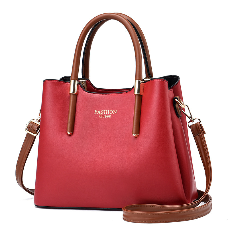 Red Adjustable Wide Strap Bucket Handbags Over The Shoulder Bags