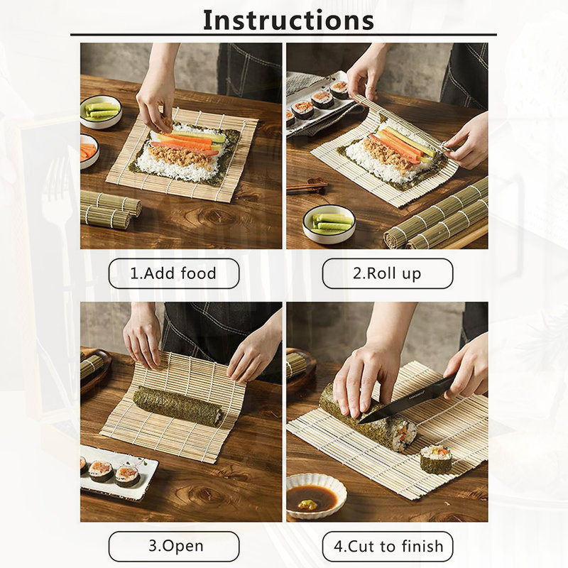 1pc Bamboo Sushi Roll Mat, Japanese Style Kitchen Sushi Rolling