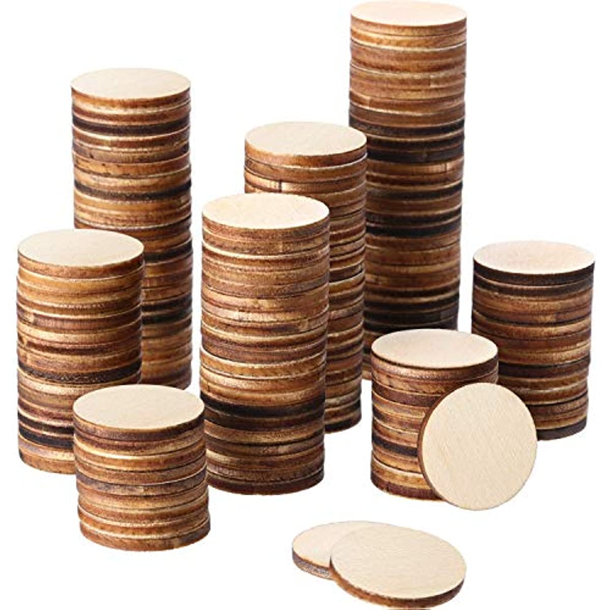 

100pcs1 Inch Wood Slices Round Disc Circle Wood Pieces Wooden Cutouts Ornaments For Craft And Decoration