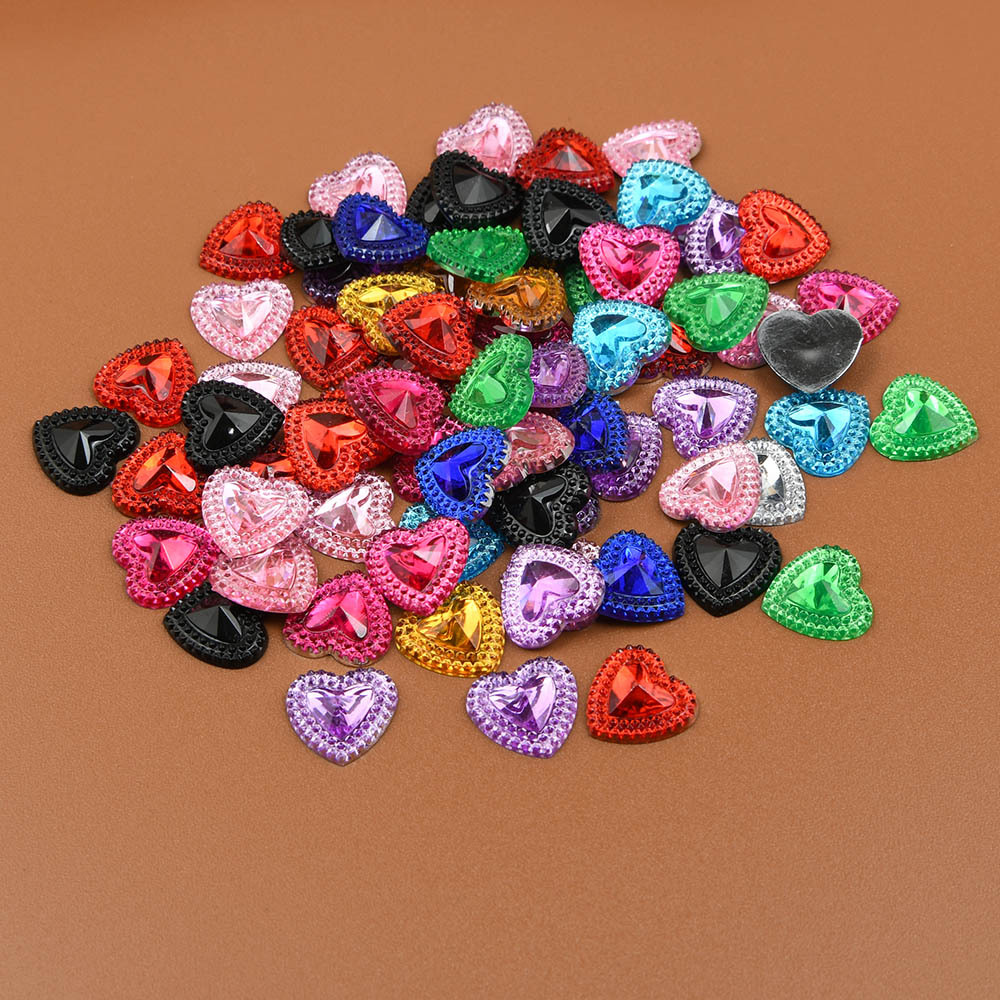 4 Colors Acrylic Heart Rhinestone Flatback Heart - Temu