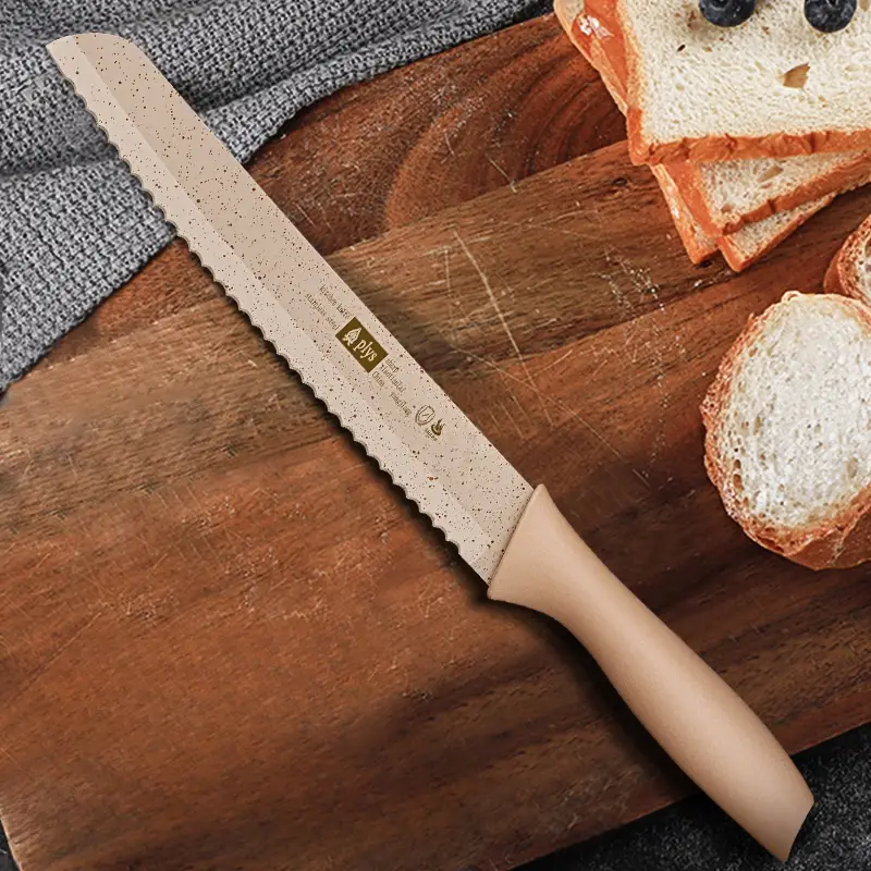 serrated bread knife stainless steel blade bread slicing knife sharp knife bread cutter for outdoor picnic bread bagels cake details 1
