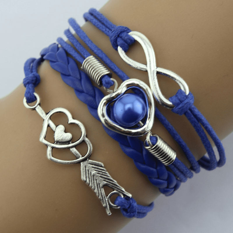 TEMU New Arrival Fashion Retro Cupid's Bow Love Heart Multicolor Rope Bracelet