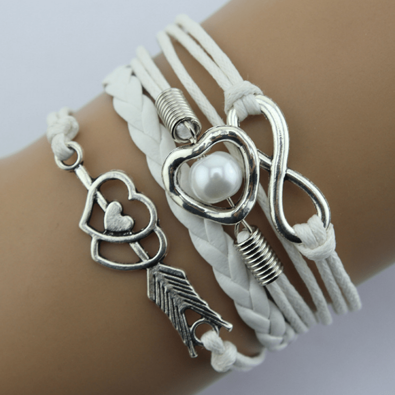 New Arrival Fashion Retro Cupid's Bow Love Heart Multicolor Rope Bracelet