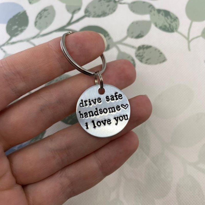 Be Safe - Don't Do Stupid Shit - Hand Stamped Keychain - Cute Couples Gift  - Gifts For Teens 1pc