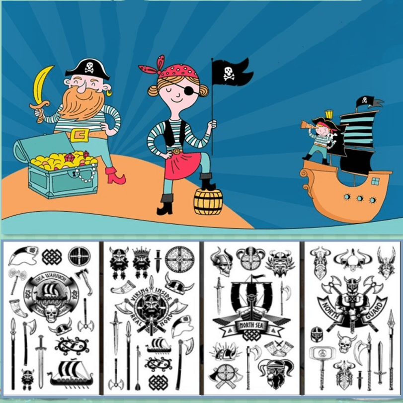 15 Sheets Pirate Ship Anchor Temporary Tattoos For Men Adults Women, Shark  Compass Pirate Captain Boat Tattoo Stickers, Long Lasting Shark Waterproof