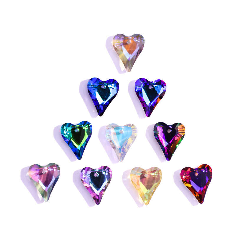 Colorful Gems Charms Love Heart Pendant Crystal Faceted - Temu