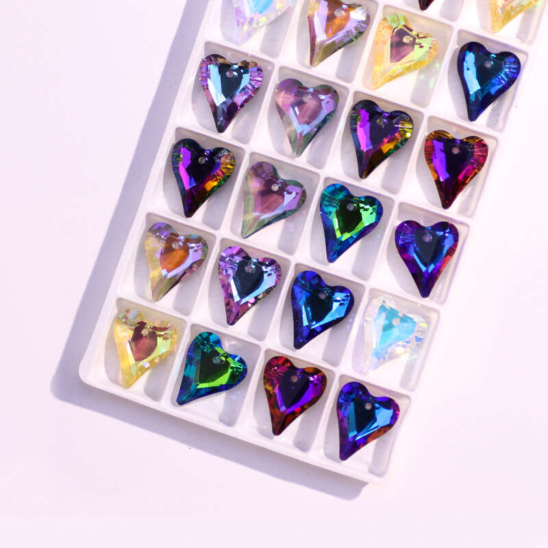 10pcs Mixed Color Heart-shaped Faceted Iridescent Beads For Diy Jewelry  Making