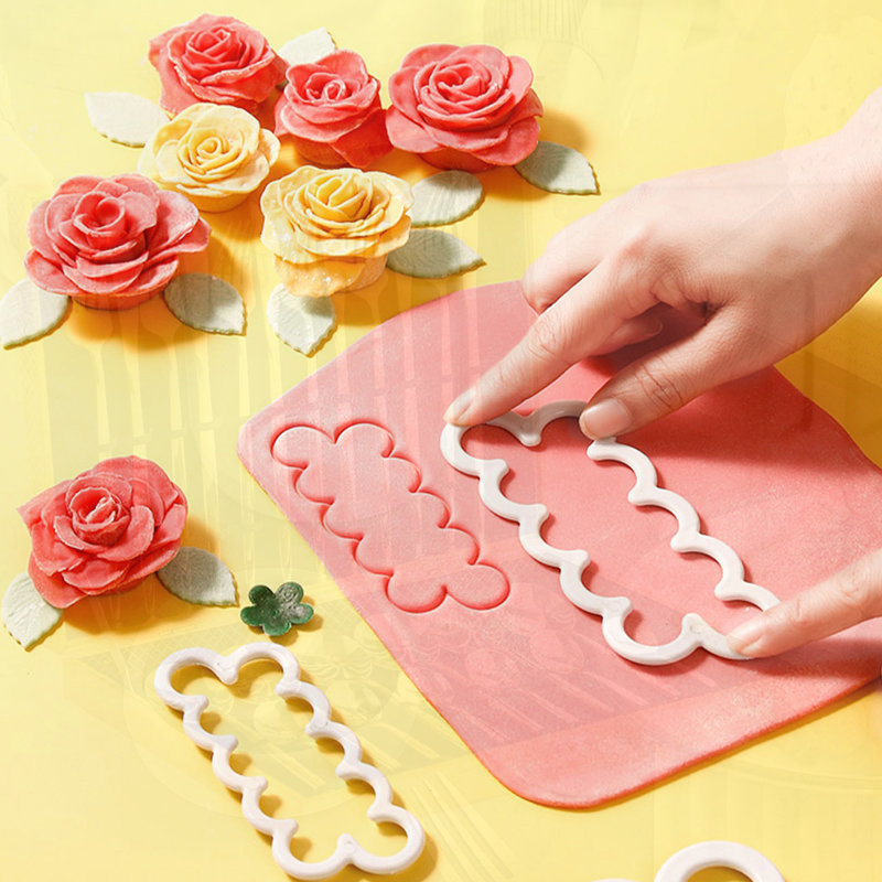 3Pcs 3D Rose Flower Silicone Fondant Molds DIY Cake Decorating
