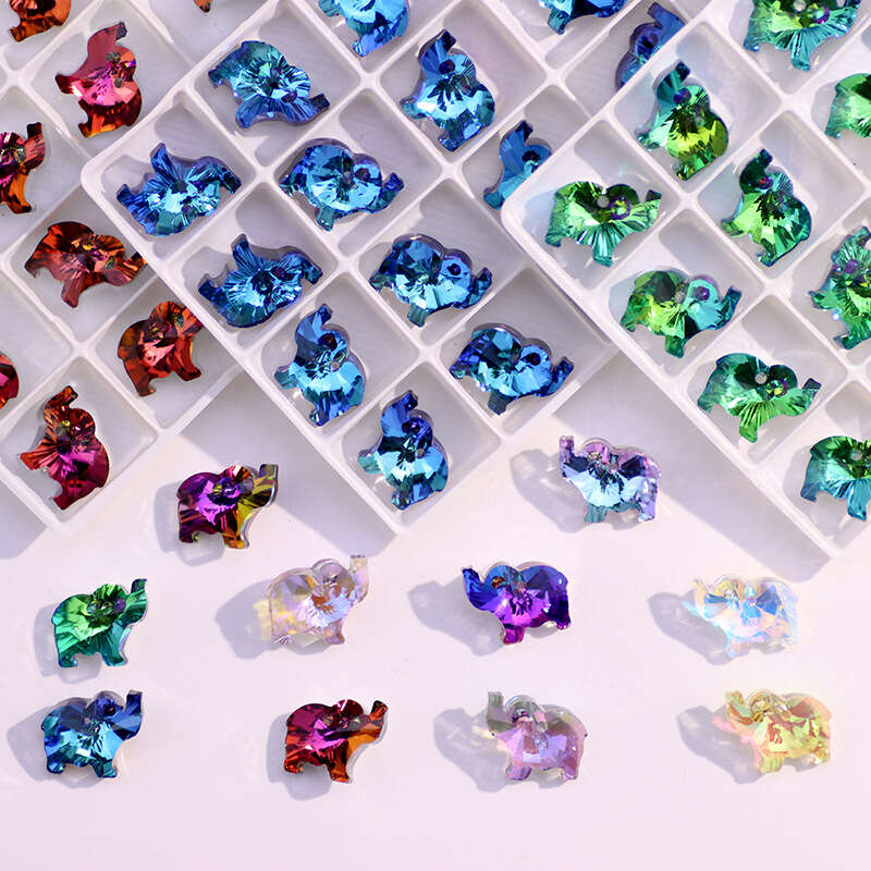 12pcs 18mm Multicolor Charms Elephant Pendants Glass Beads For Women Jewelry Making Bracelet Necklace