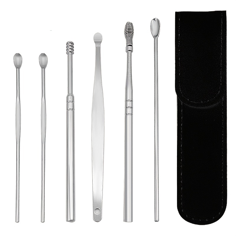 6Pcs/set Ear Wax Remover Ear Cleaner Set Stainless Steel Ear Wax Removal  Tool