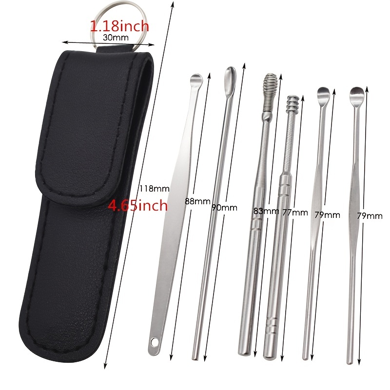 6Pcs/set Ear Wax Remover Ear Cleaner Set Stainless Steel Ear Wax Removal  Tool