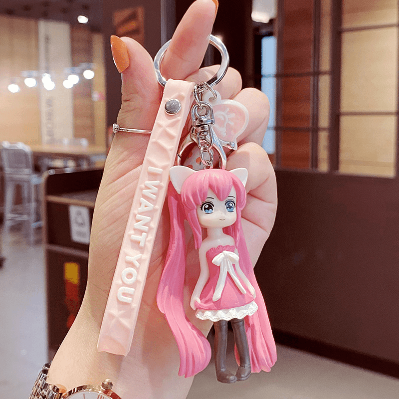 Tureclos Cute Key Chain Ring Cartoon Home Door Car Keychain Holder Handbag Bag Decoration Keyring Pendant Jewelry for Girls Woman Pink, Adult Unisex