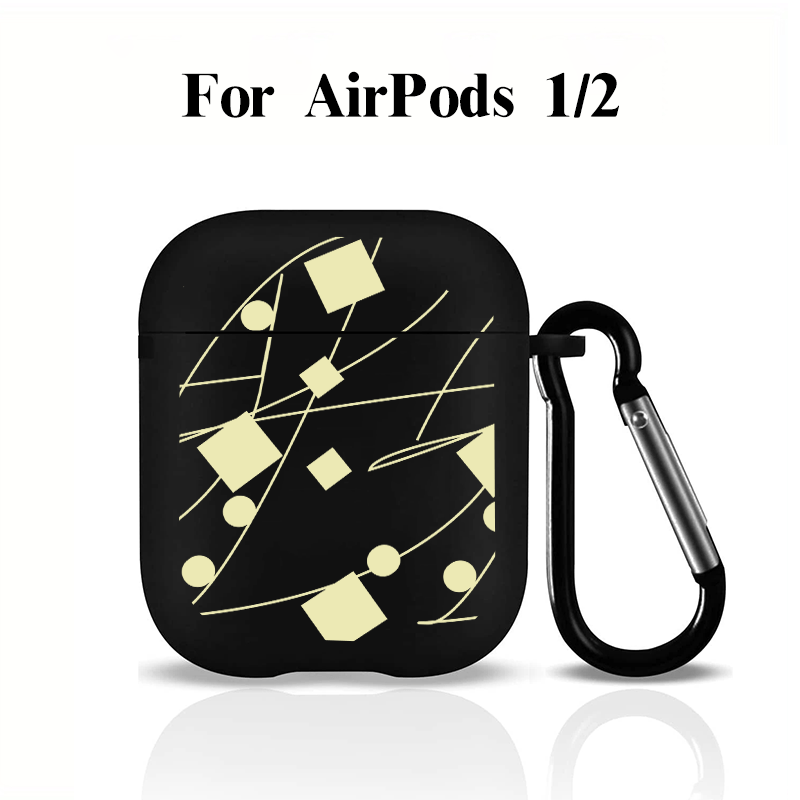 Beige Square & Circle Graphic Earphone Case For Airpods1/2