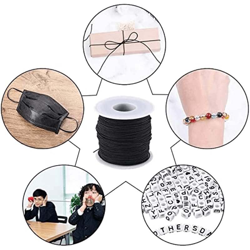 1roll Flat Elastic Crystal String Elastic Beading Thread for Stretch  Bracelet Making Black Elastic String DIY Jewelry Accessory