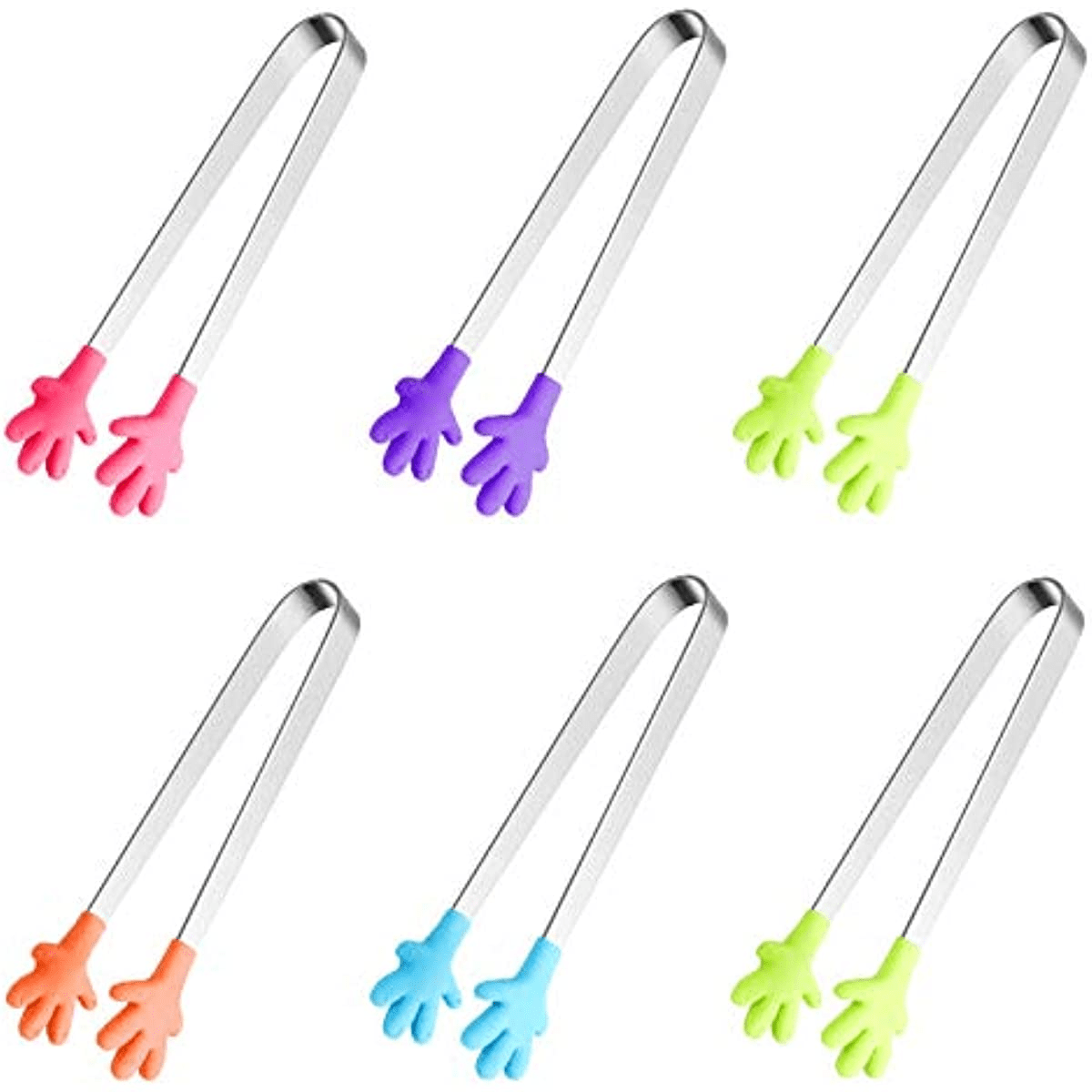 1pc Mini Palm Shaped Ice Tongs With Silicone Tip And Stainless Steel Handle