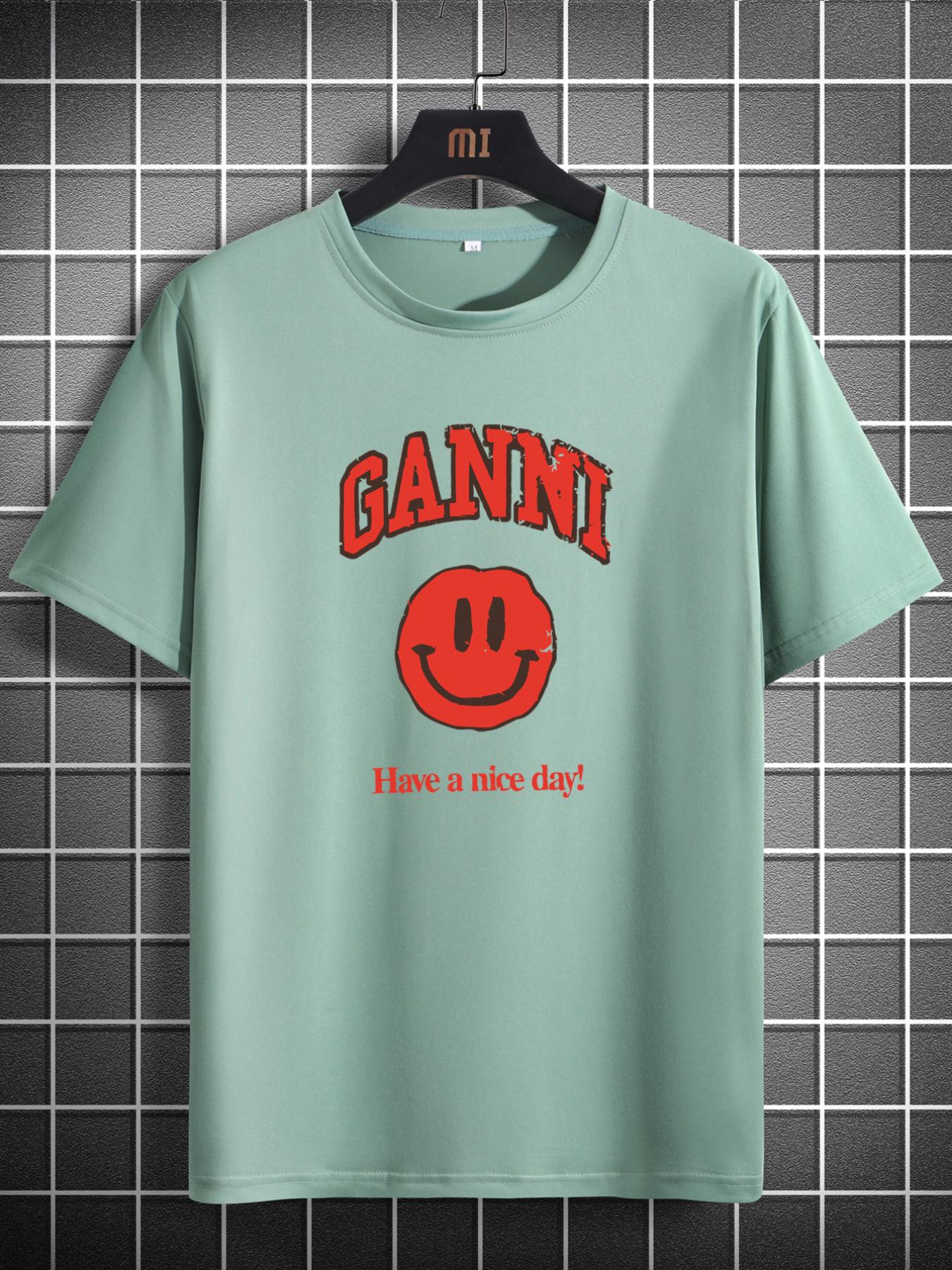 GANNI Printed teal T-shirt