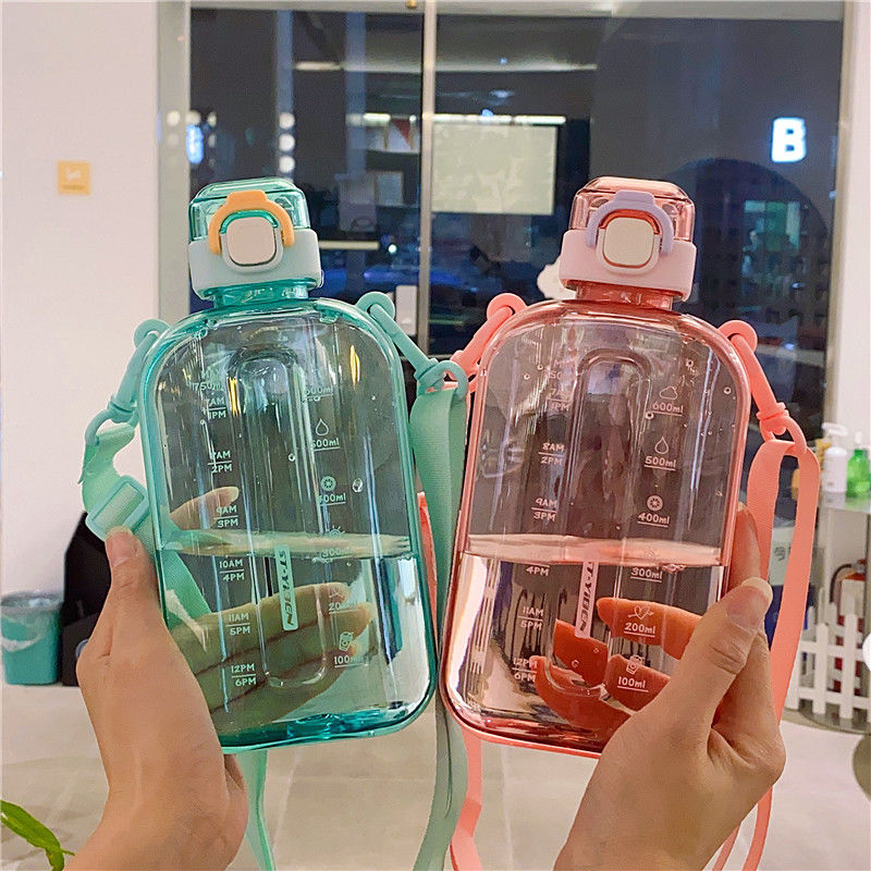 Canteen Bottle Adjustable Strap Square Elegant Water Travel Slim