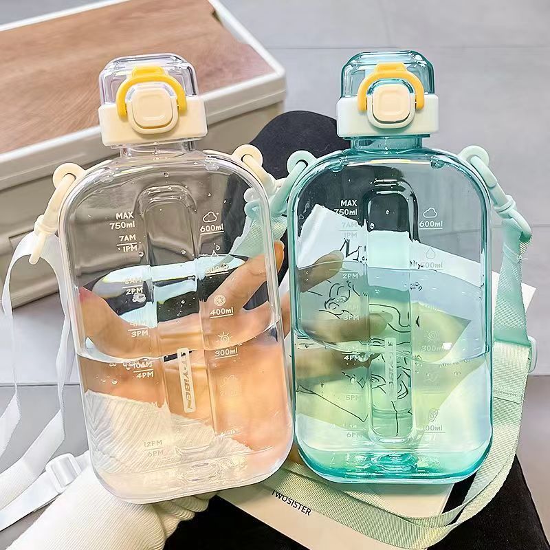 Canteen Bottle Adjustable Strap Square Elegant Water Travel Slim