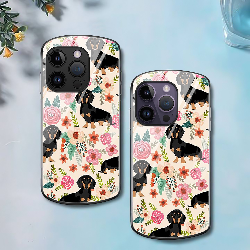 

Brighten Up Your Iphone With A Flower Dog Pop Pattern Oval Shatterproof Tempered Glass Phone Case!