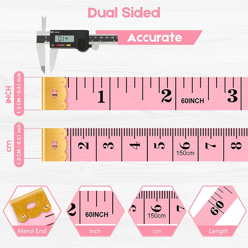 5-Pack Soft Tape Measure, Measuring Tape for Body Weight Loss, Sewing  Tailor Ruler Cloth Fabric Flexible - Double Scale 60-Inch Craft Supplies
