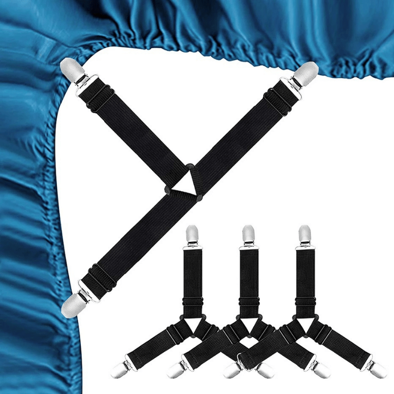 8Pcs Adjustable Bed Sheet Straps Clips, Elastic Mattress Sheet Fasteners  Holder and Suspenders, Grippers to Hold Sheet, Mattress, Sofa, Couch, Table