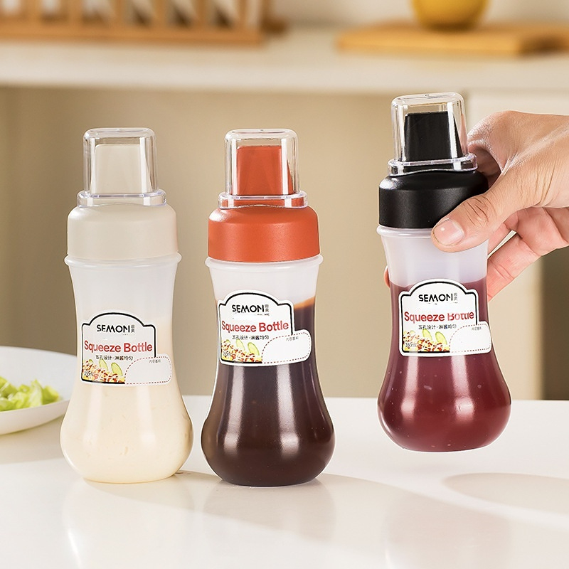 Icon Little Salad Dressing Shaker. Clear And Black Design. Airtight/  Watertight