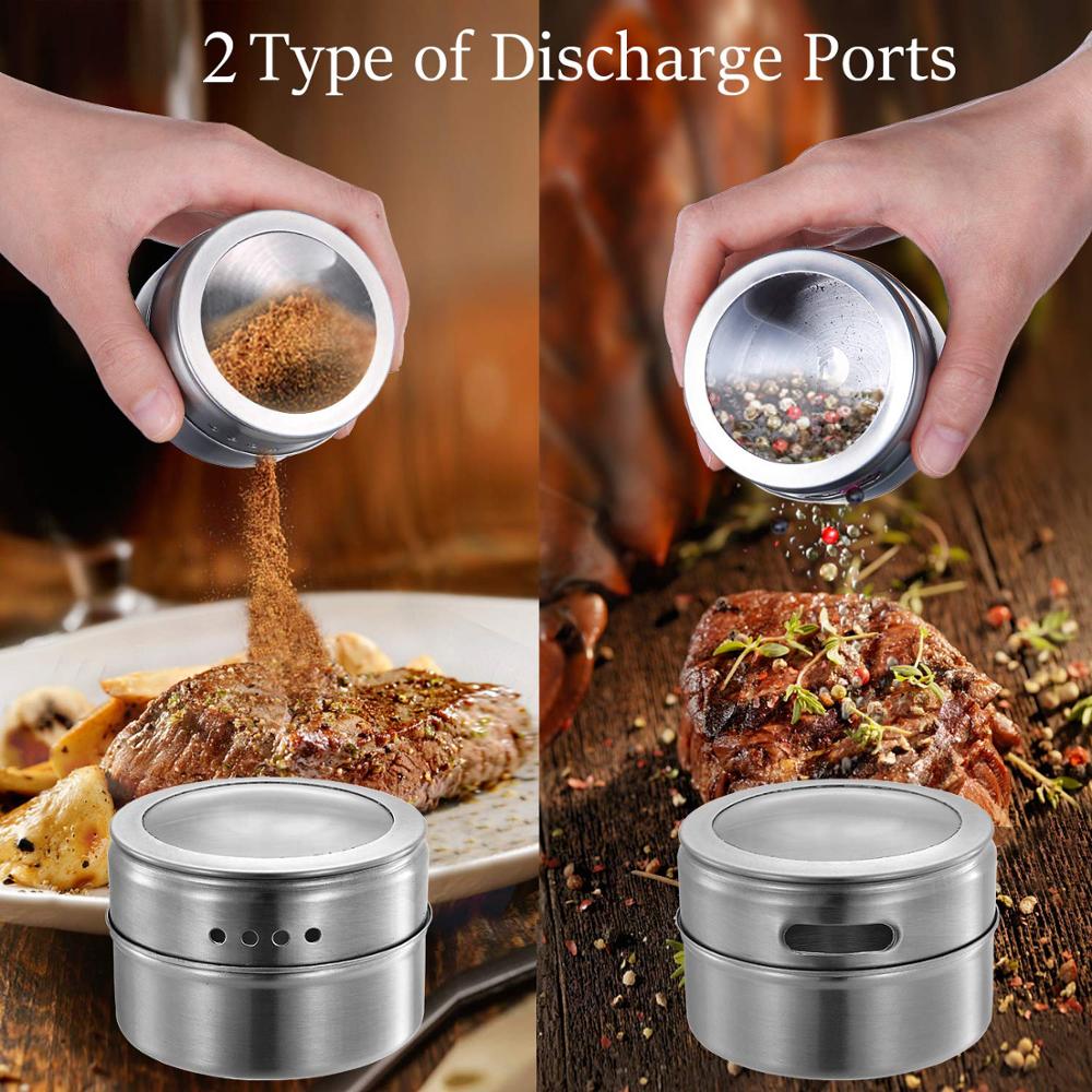 Stainless Steel Magnetic Spice Jar Set With Stickers - Organize