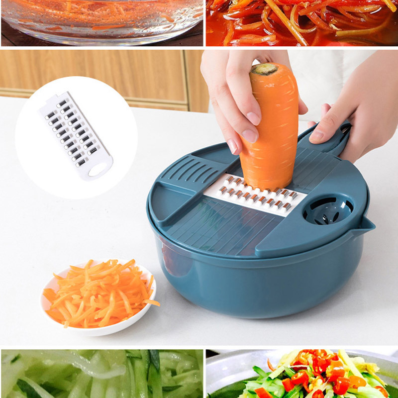 1Pc Green/Blue/Pink Kitchen Multifunctional Salad Utensils Vegetable Chopper  Carrot Potato Manual Shredder Cook Vegetable Tools