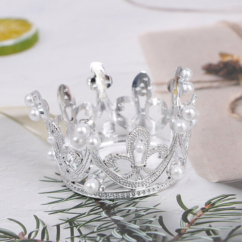 Mini Crown Cake Decoration Princess Topper Pearl Ornaments for