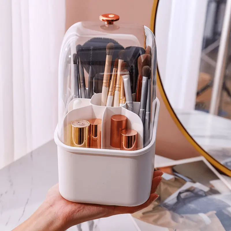 360 Degrees Rotating Makeup Brush Organizer Transparent - Temu