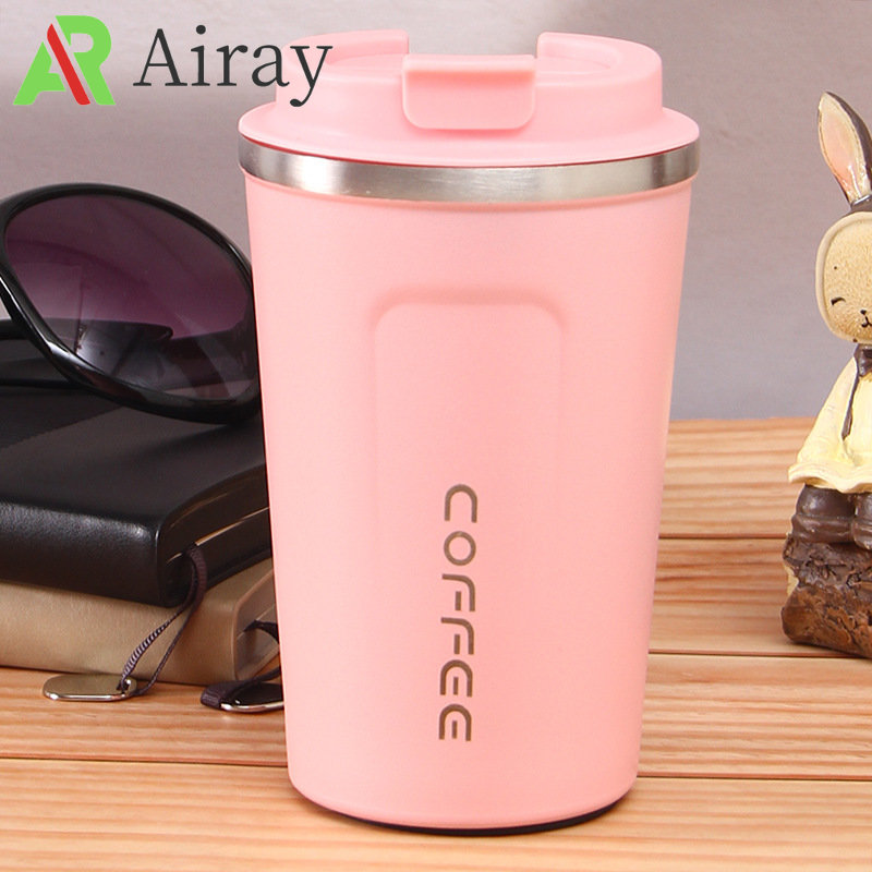 JIAWEIIY Tazza da caffè portatile in acciaio inox 304 a prova di perdite da  viaggio thermos isolata tazza di tè al latte bottiglia da 300 ml (rosa) :  : Casa e cucina