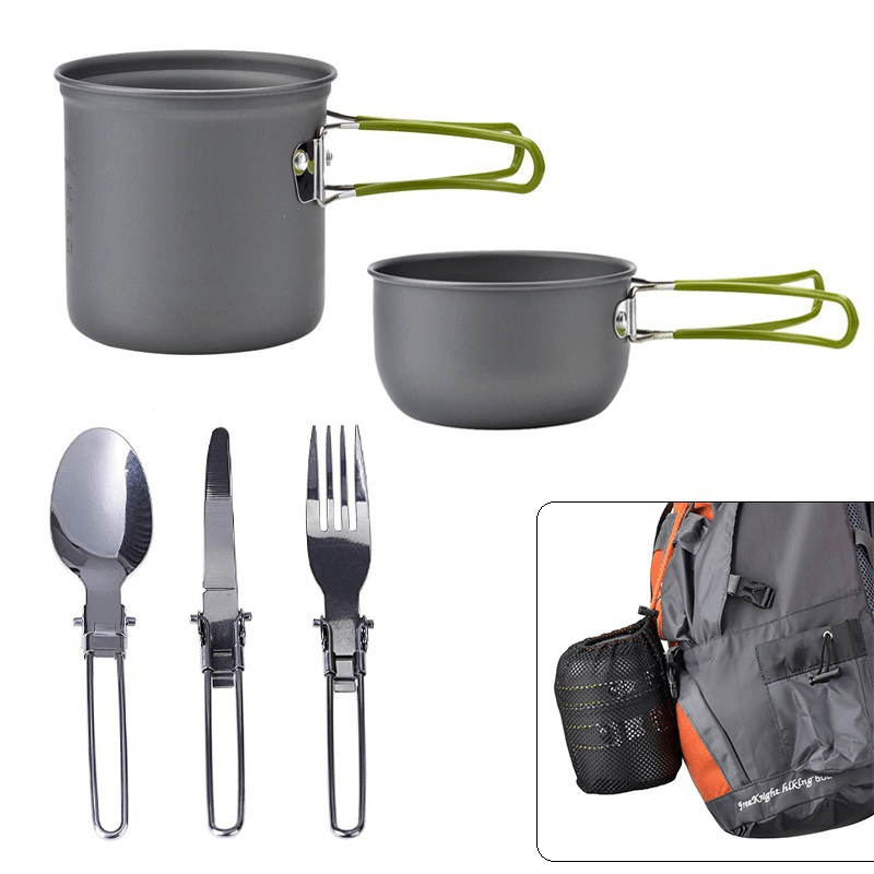 Premium 1 Person Camping Cookware Mess Kit Stainless Steel Forks Knives  Spoons Outdoor Cooking Picnics - Sports & Outdoors - Temu