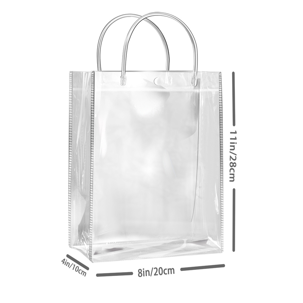Clear PVC Gift Bags with Handles Reusable Plastic Wrap Tote Bags  Transparent Shopping Bags for Christmas Party Favors Weddings Merchandise  Retail