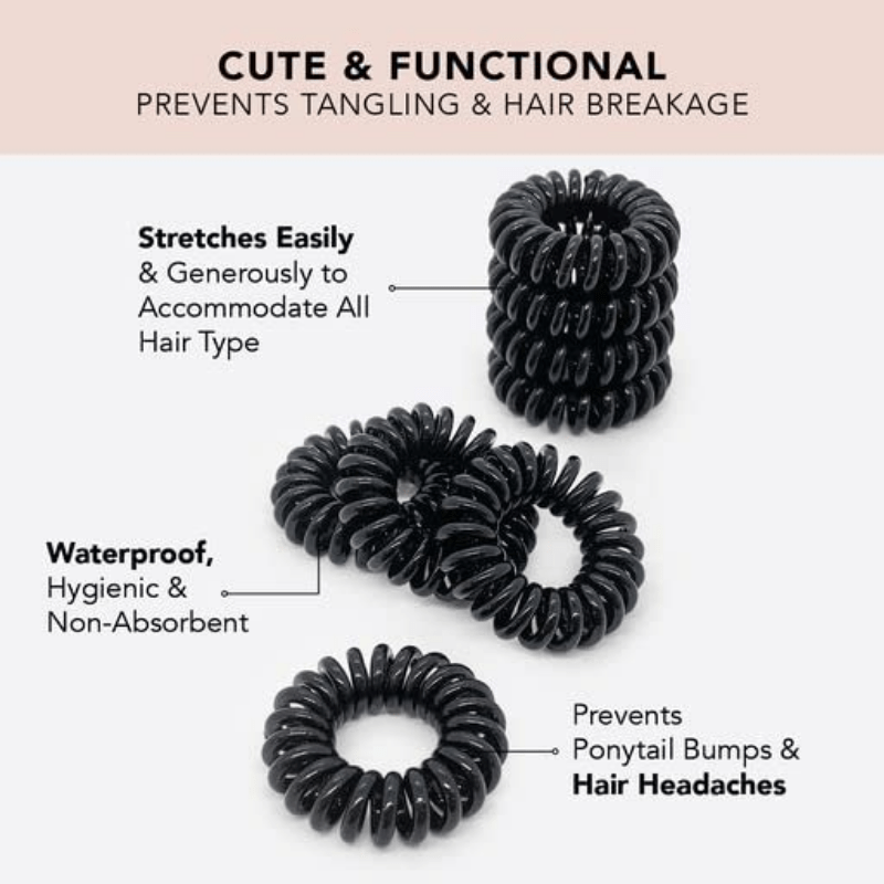Spiral Hair Ties Waterproof Ponytail Holder Solid Hair Accessories