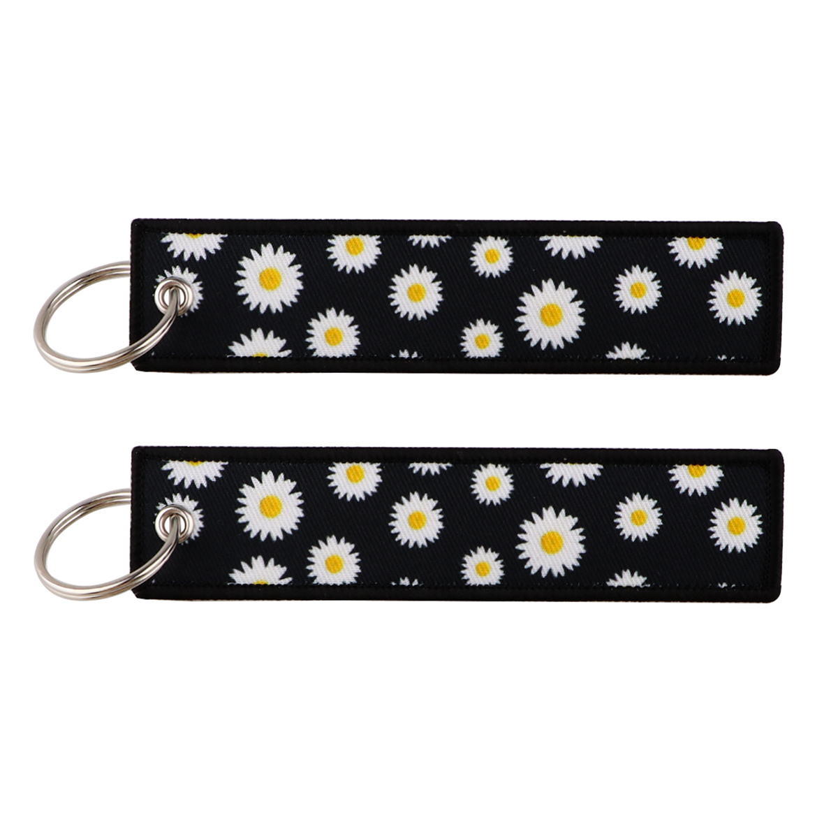 Good Luck Koi Fish Daisy Embroidered Keys Tag Keychains Jet Tag