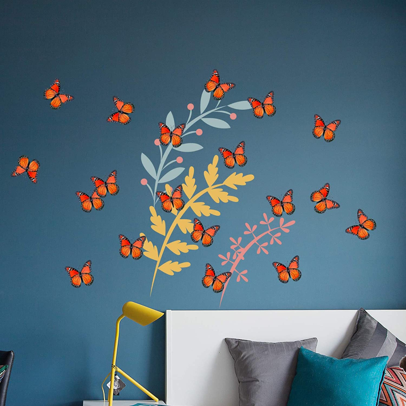 24 Pcs Monarch Butterfly Decor 4 Size Feather Butterfly Decorations Fake  Artificial Monarch Butterfly 3D Butterflies for Craft Home Wall Wedding  Party