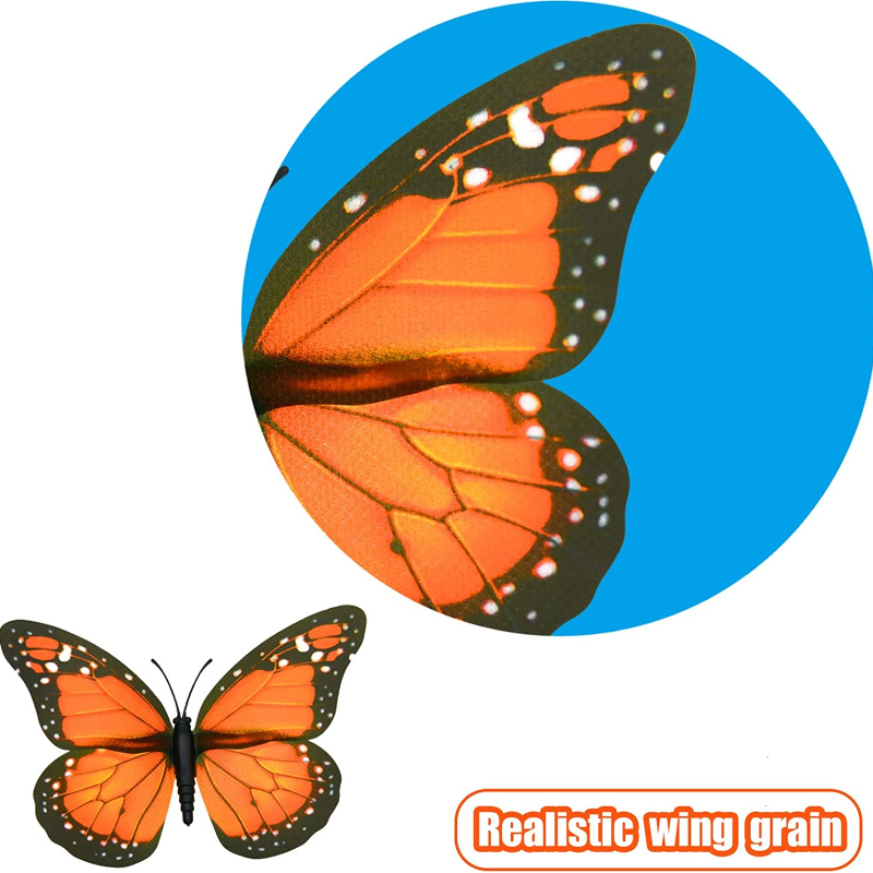 10Pcs 4.72 In Monarch Butterfly Decoration Stickers Fake