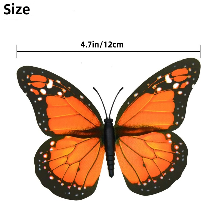 10pcs 3D Monarch Butterfly Sticker Fake Butterflies for Crafts Artificial  Butterfly Wall Decor for Home Bedroom Wedding Party