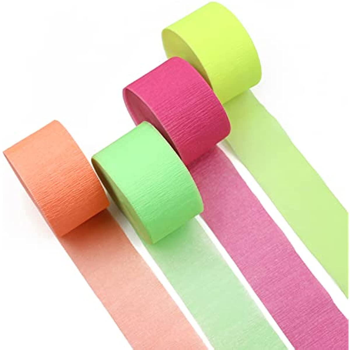 Neon Streamers Glow in The Dark Crepe Paper, Blacklight UV Reactive Fluorescent Streamers for Neon Party