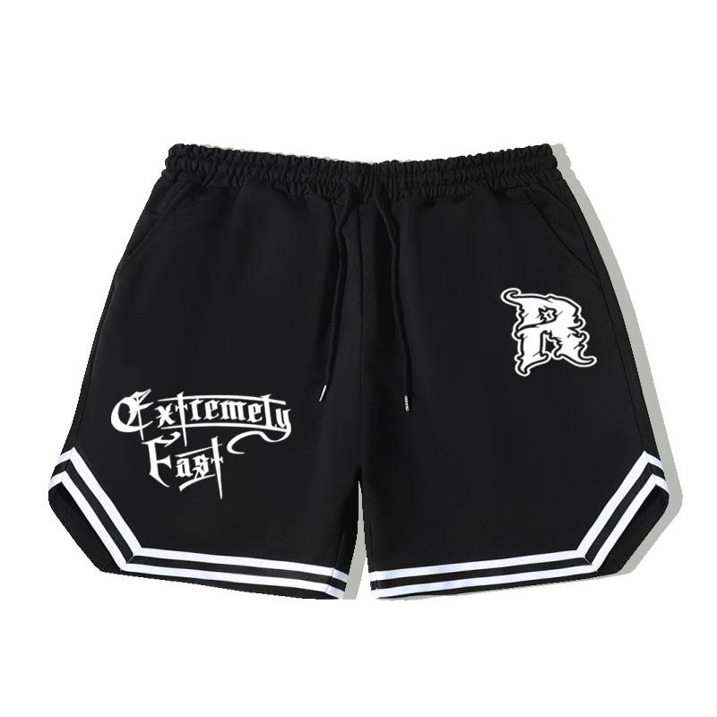 

extremely Fast" Stripe Comfy Shorts, Men's Casual Solid Color Slightly Stretch Elastic Waist Drawstring Shorts For Summer