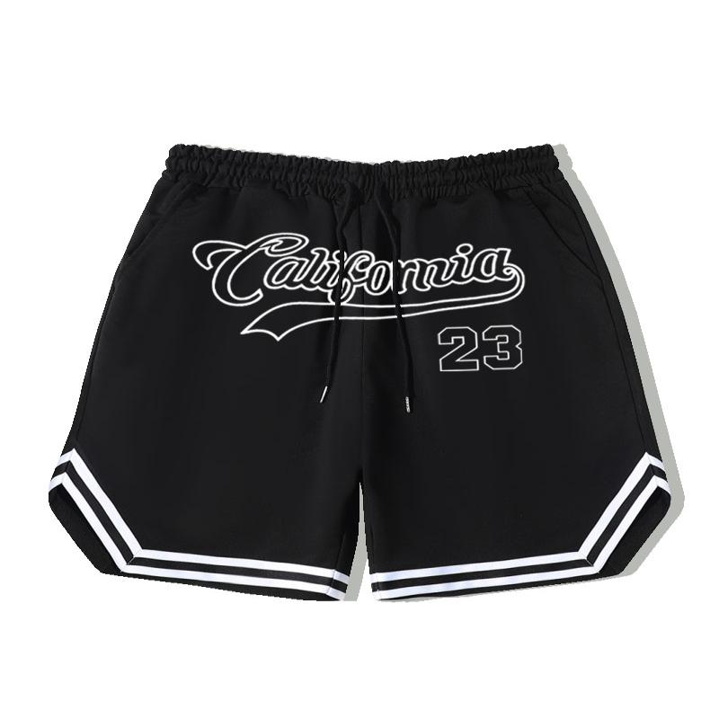 

california 23" Stripe Comfy Shorts, Men's Casual Solid Color Slightly Stretch Elastic Waist Drawstring Shorts For Summer